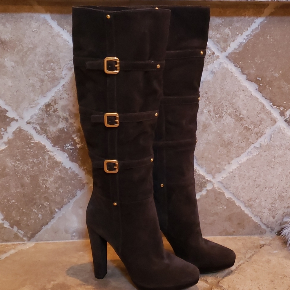 Prada Milano chocolate brown heeled boots!